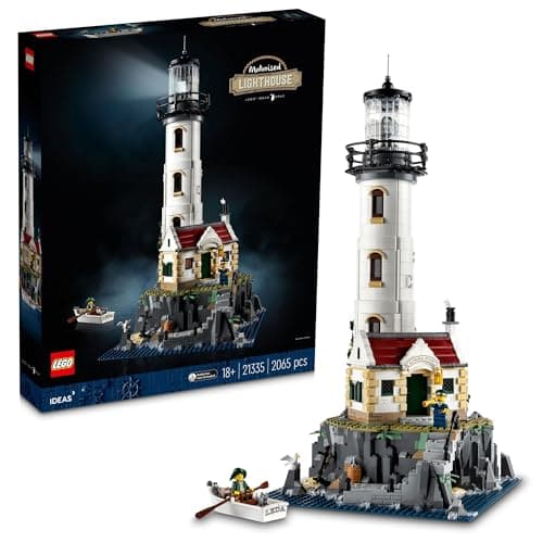 Faro LEGO motorizado con luz giratoria y casita del farero