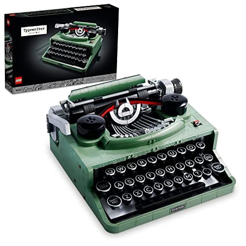 Máquina de escribir LEGO retro con teclas y rodillo