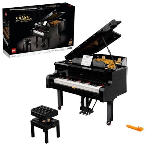 Piano de cola LEGO con tapa levantada y teclado extraíble de 25 teclas