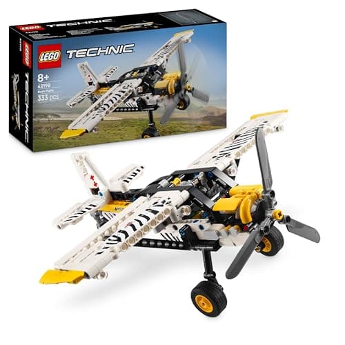 Maqueta LEGO Technic de una avioneta con diseño de rayas de cebra