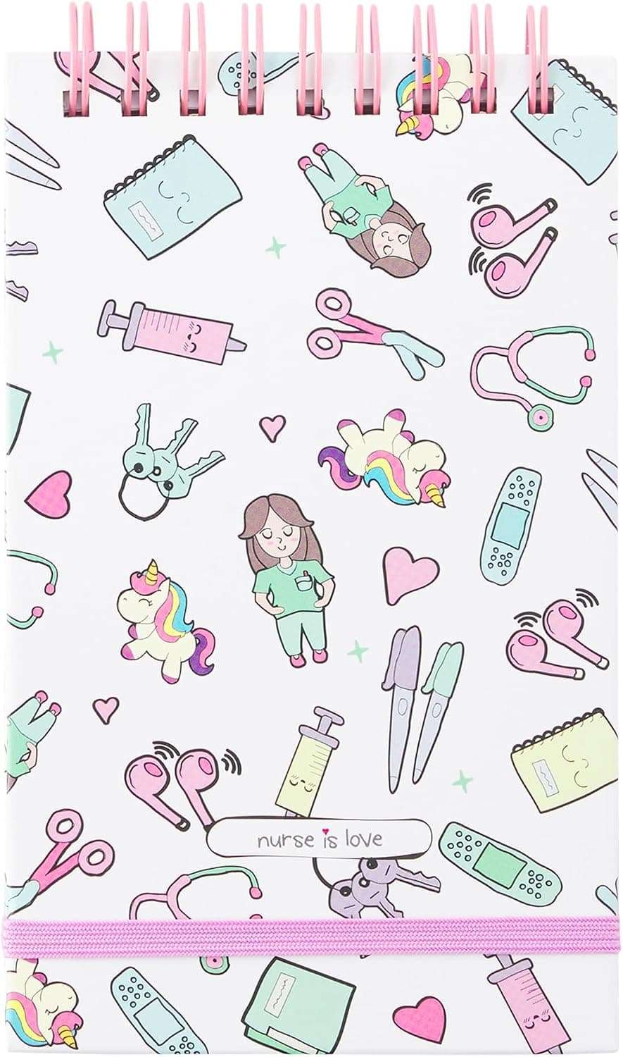 Libreta pequeña de bolsillo con espiral y diseños divertidos para enfermera