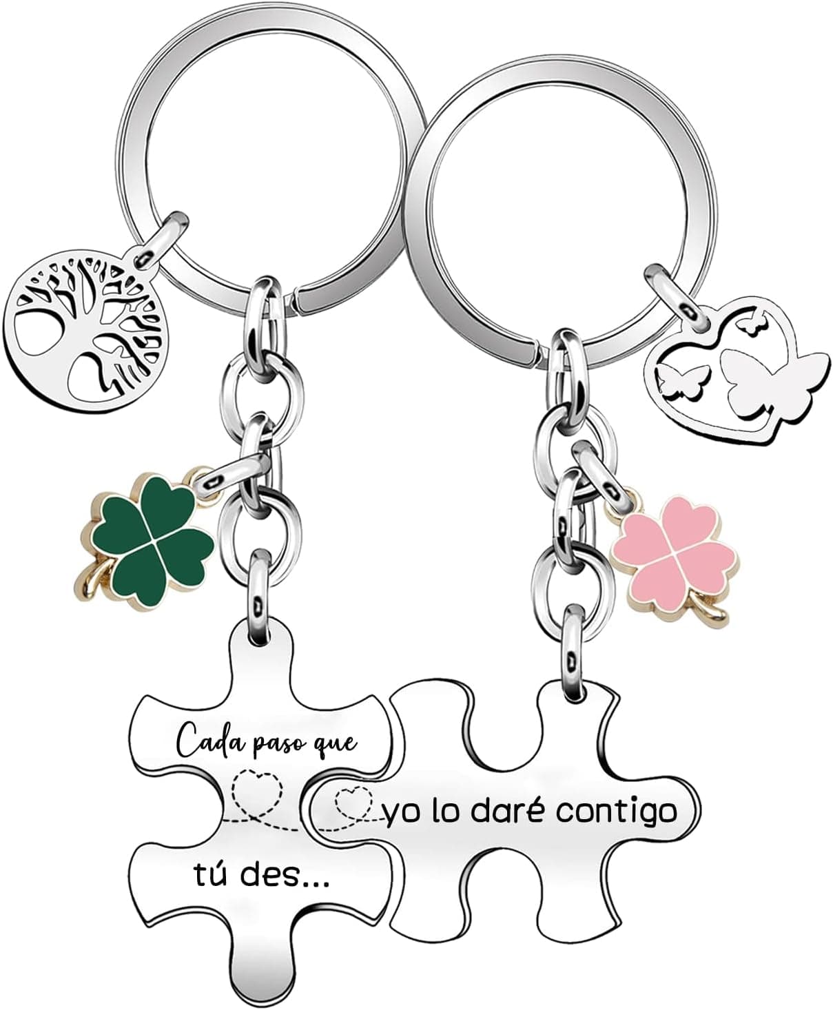 Llaveros de pareja con pieza de puzzle que encajan