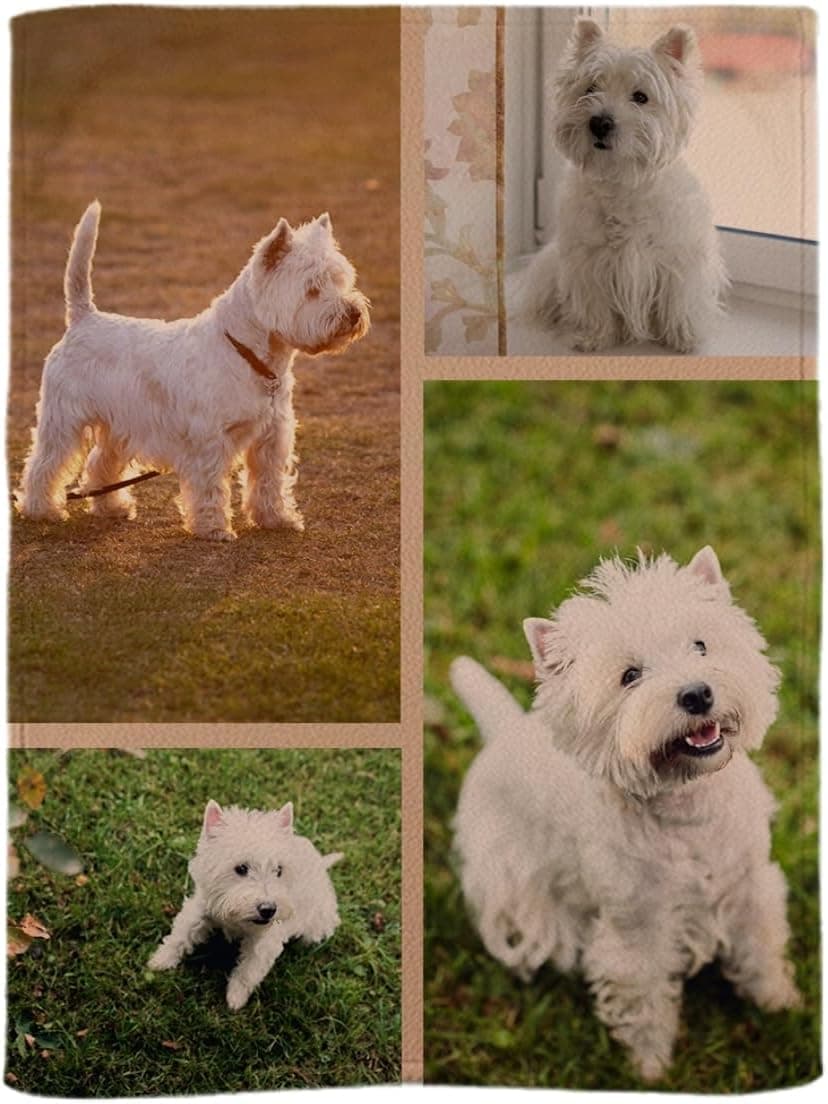 Manta polar con un collage de fotos de un perro impreso