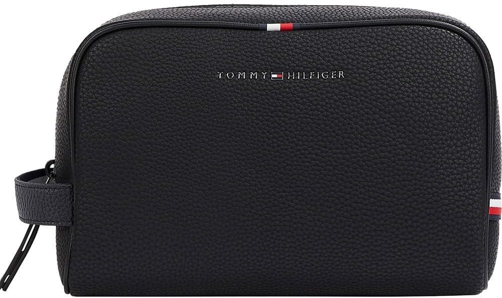 Neceser Essential de Tommy Hilfiger en negro con el logo delantero