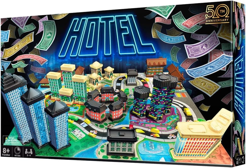 Caja de Hotel con los hoteles en relieve sobre el tablero