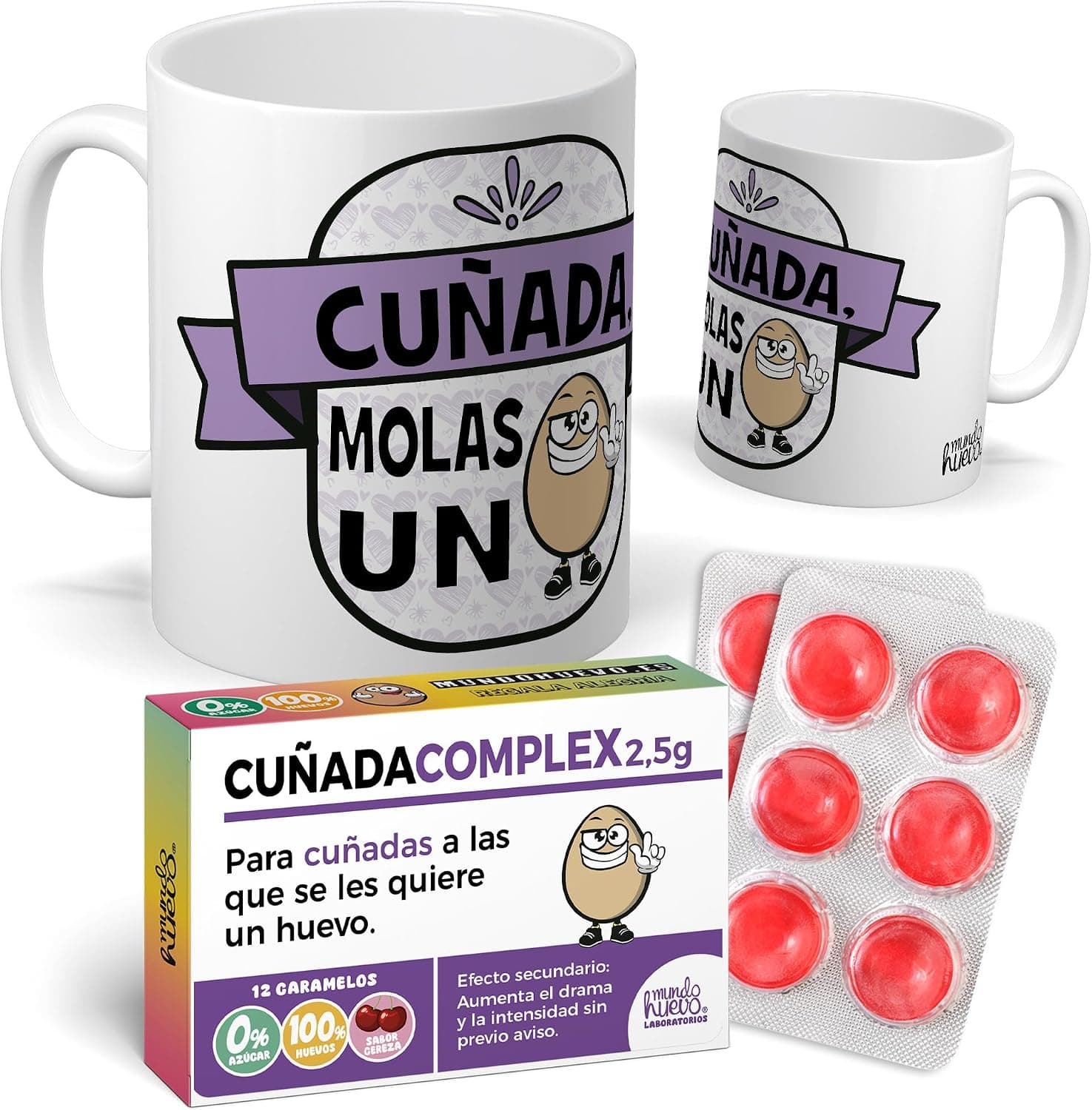 Pack Cuñada Molas un Huevo con taza y caramelos CUÑADACOMPLEX