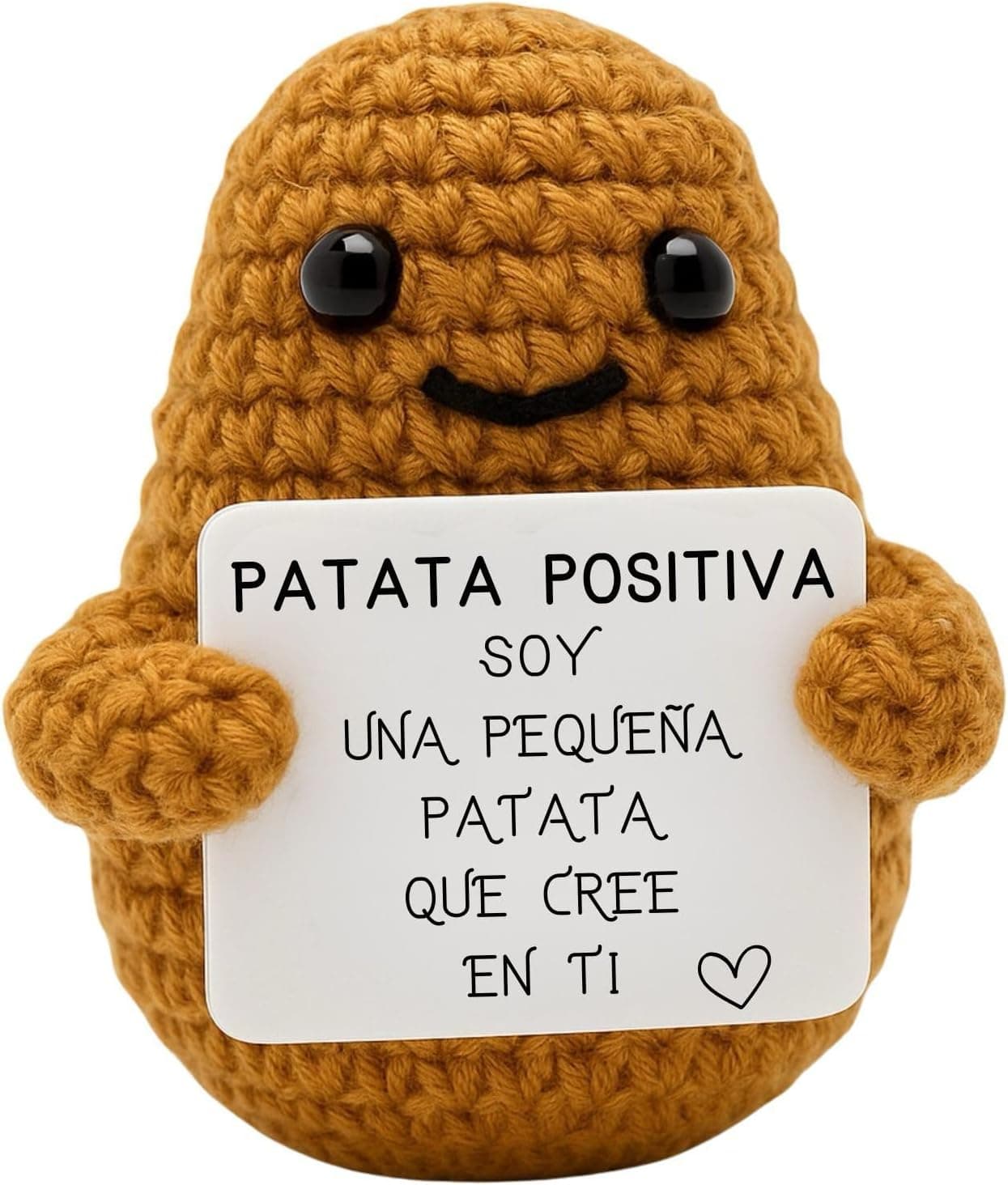 Patata Positiva, peluche de lana con tarjeta de ánimo