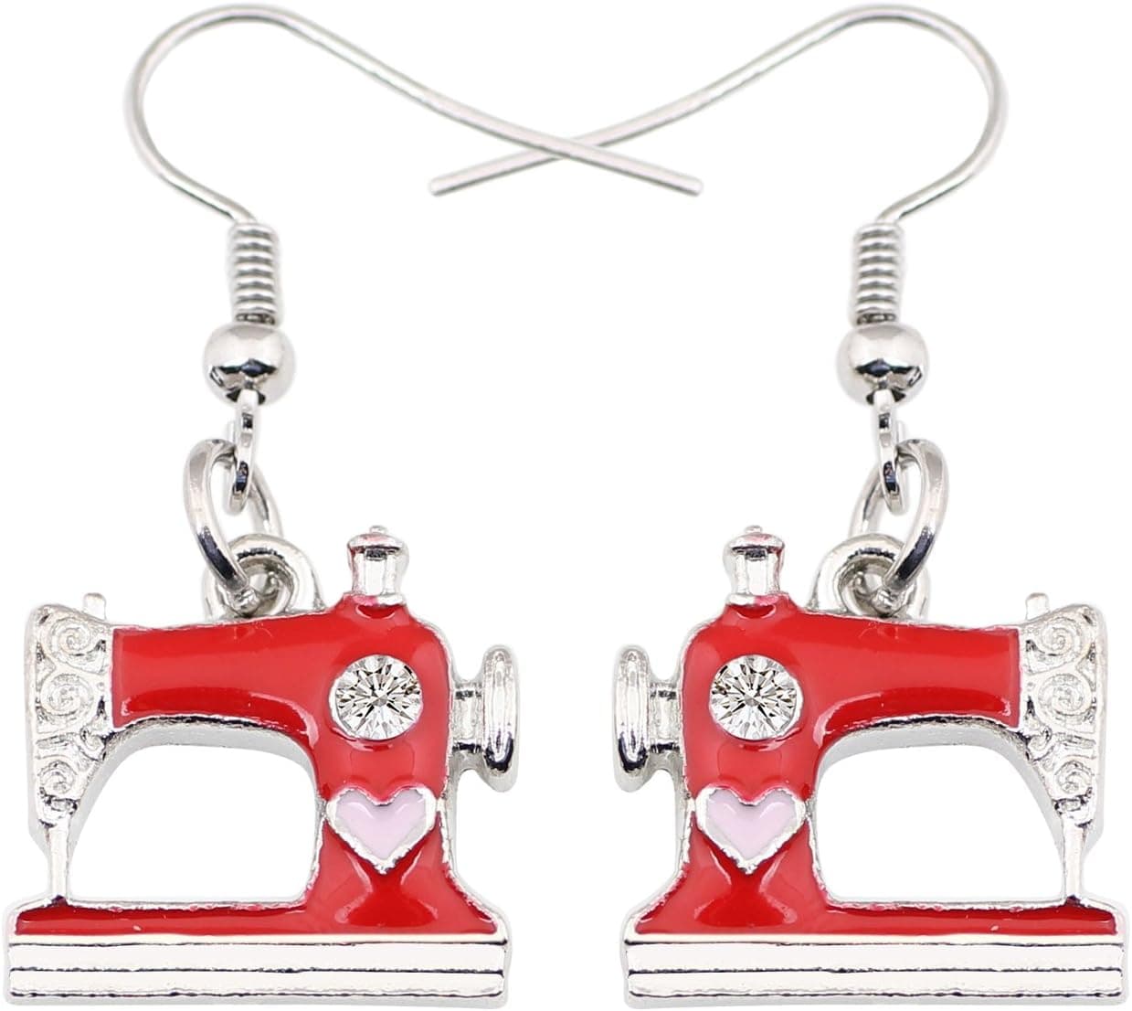 Pendientes colgantes con forma de máquina de coser en miniatura