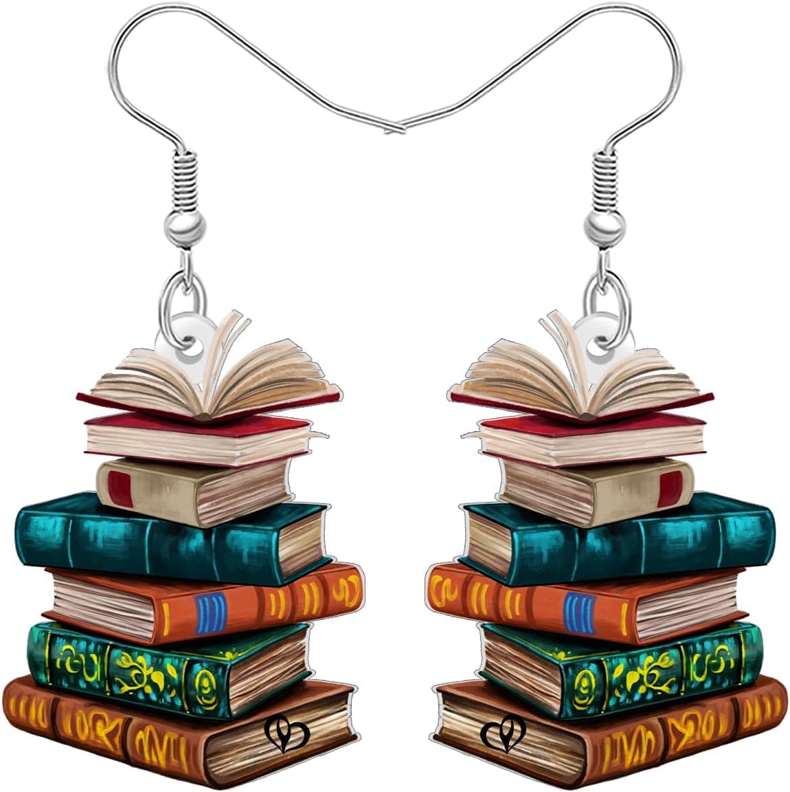 Pendientes con forma de pila de libros de colores