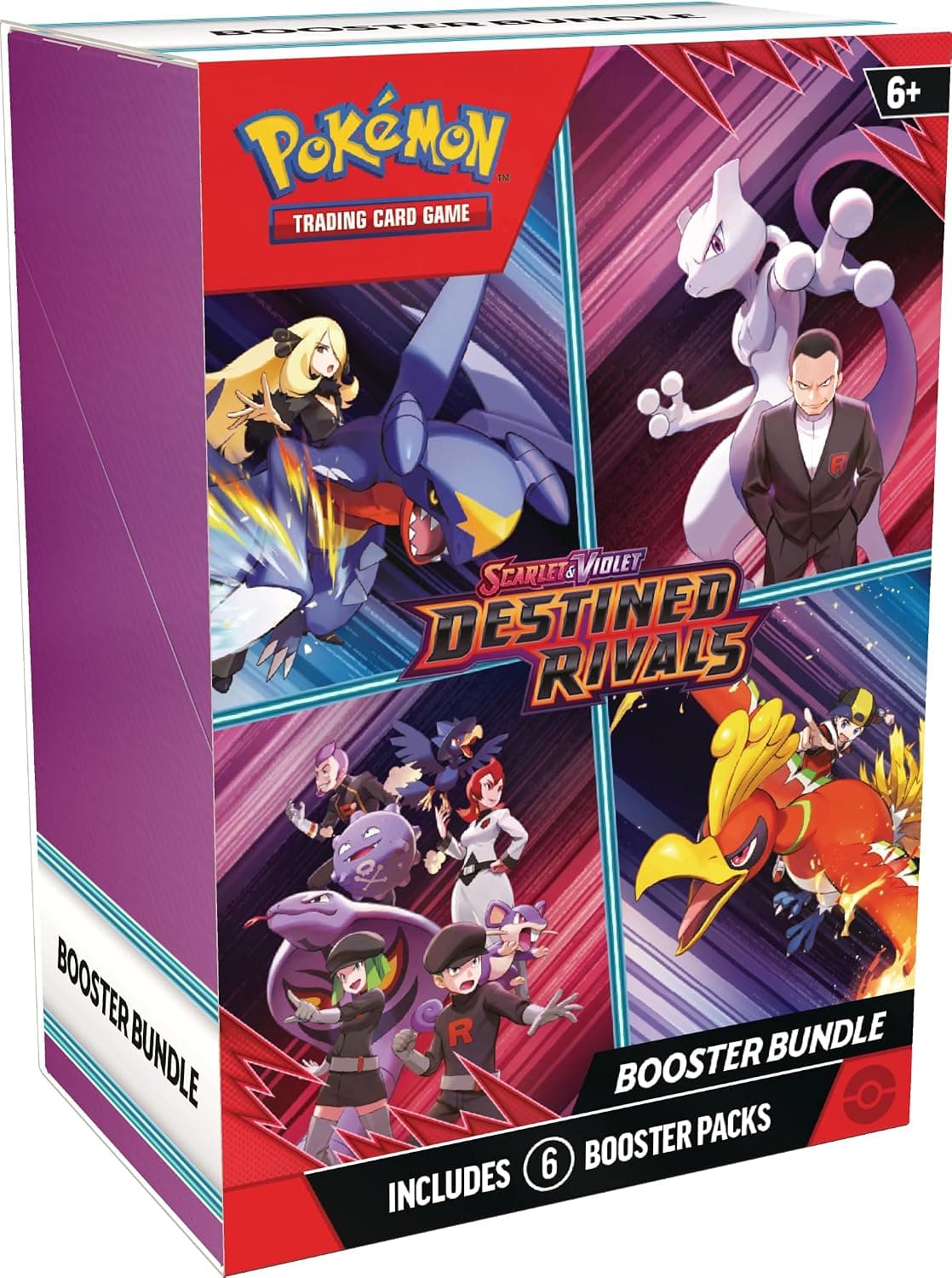 Caja del Booster Bundle Destined Rivals con los seis sobres de cartas Pokémon