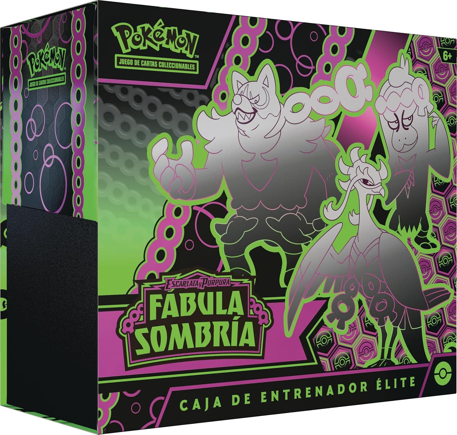 La Caja de Entrenador Élite de Fábula Sombría con la ilustración de Pecharunt
