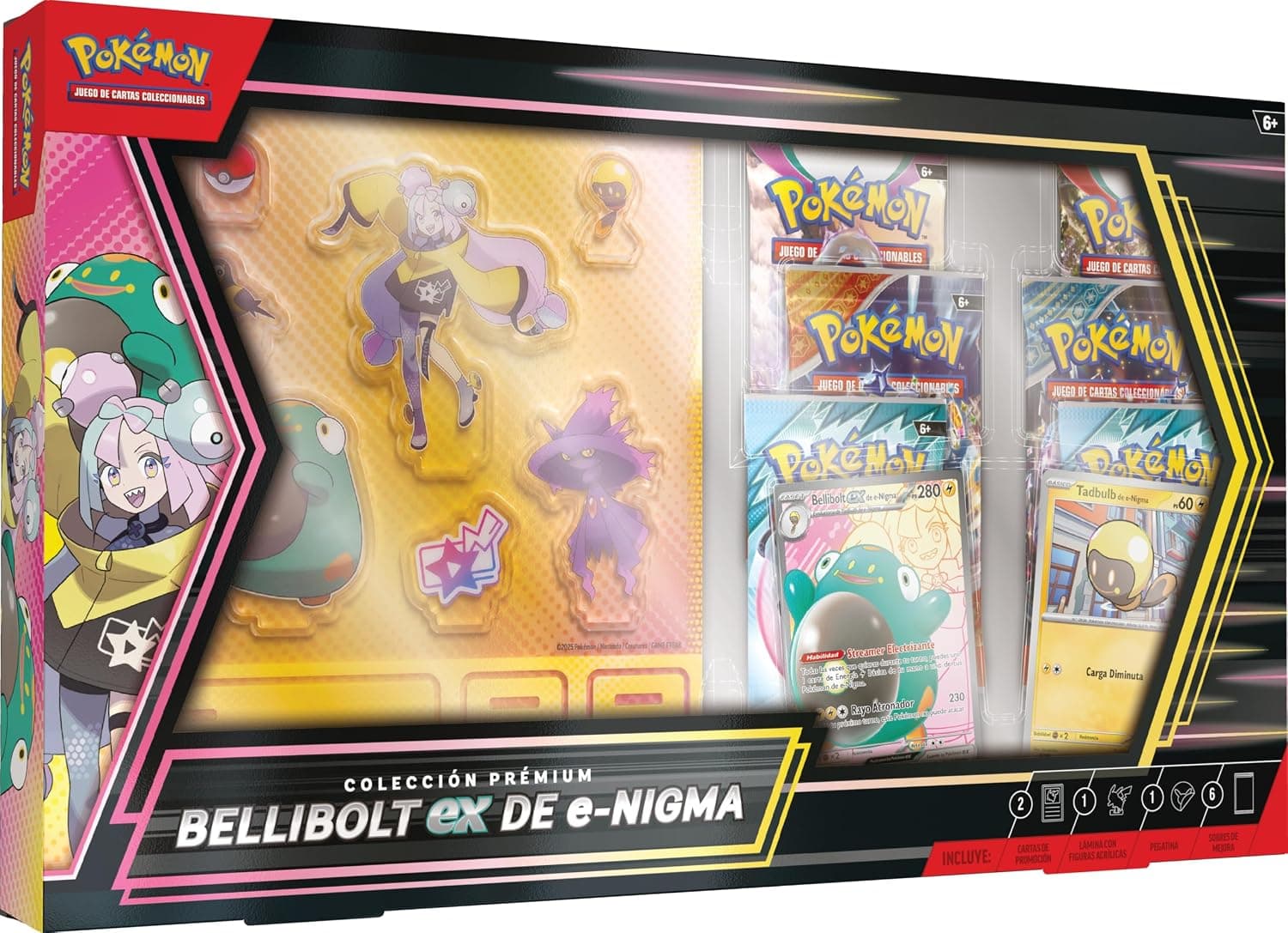 La Colección Premium Bellibolt ex de e-Nigma con las figuras acrílicas visibles en la caja