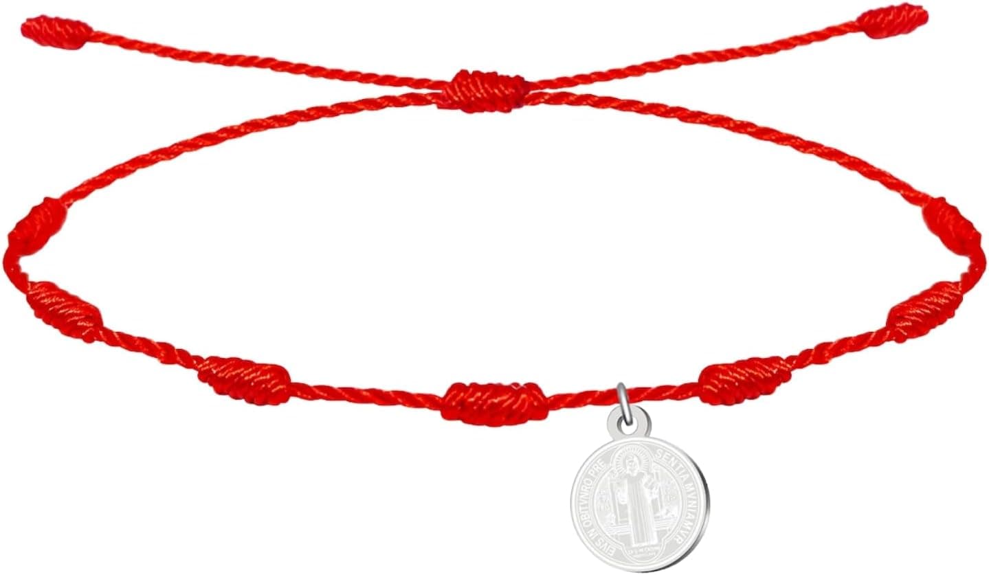 Pulsera ajustable con la medalla de San Benito en acero inoxidable