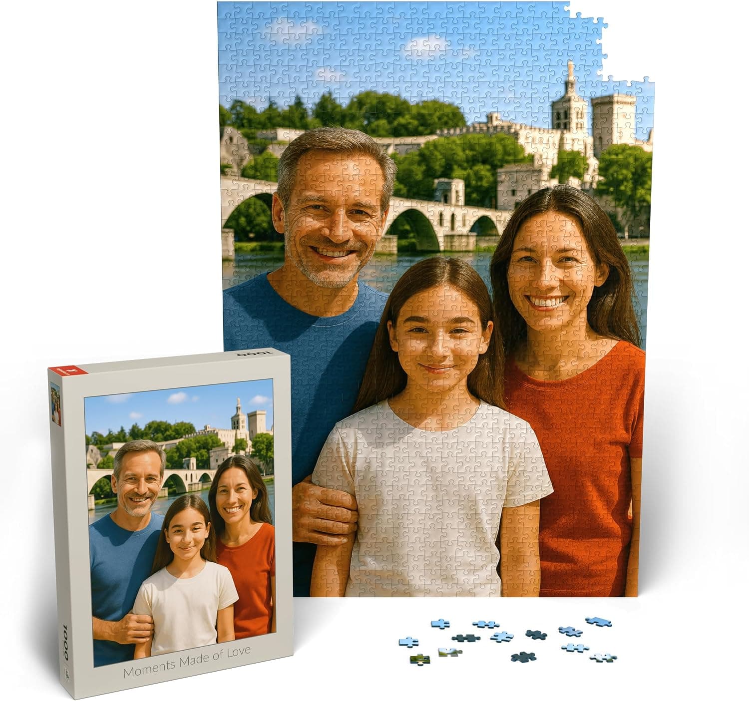 Puzzle personalizado vertical montado con una fotografía familiar