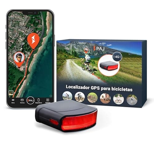 Rastreador GPS PAJ montado bajo el sillín de una bicicleta