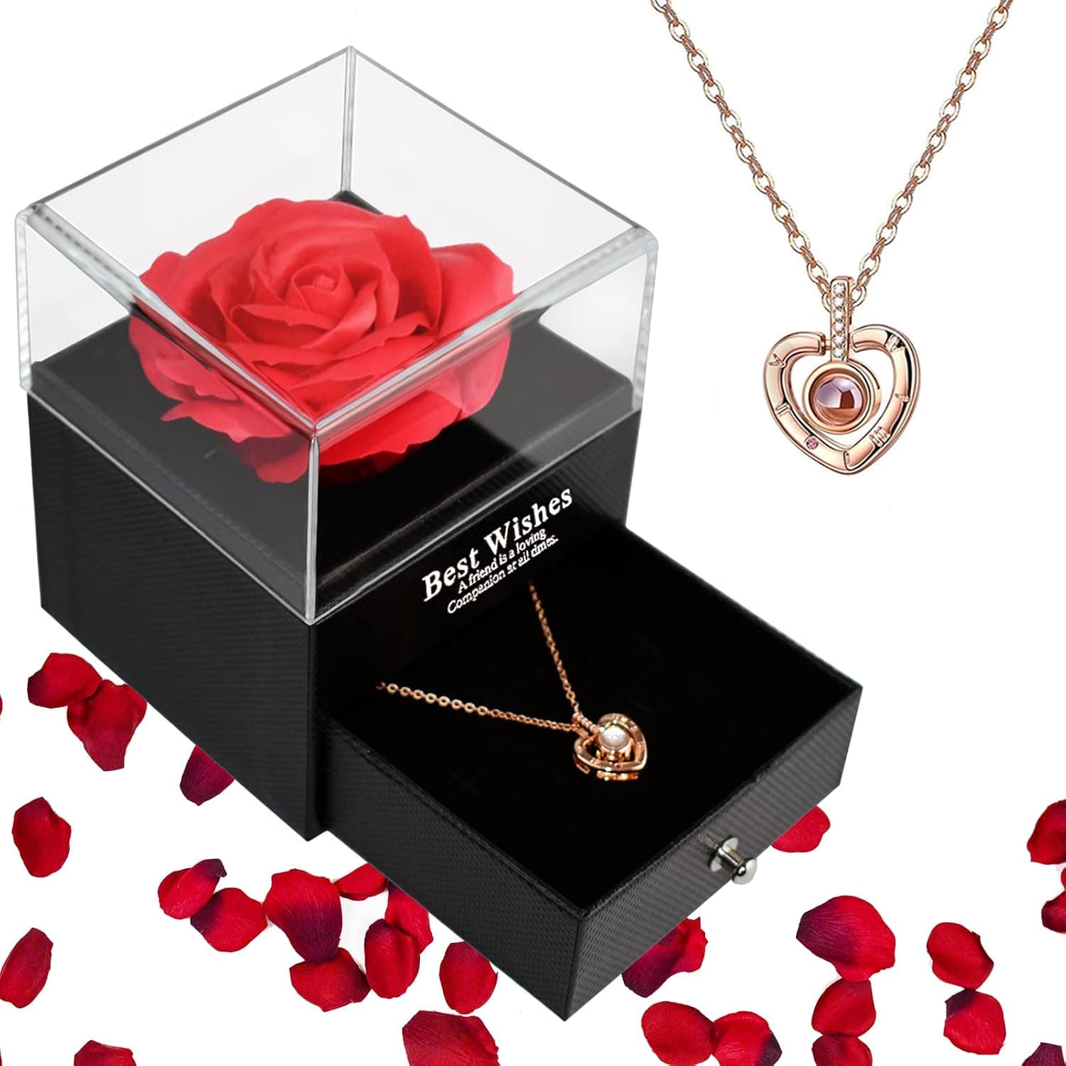 Rosa eterna con joyero incorporado en la propia caja