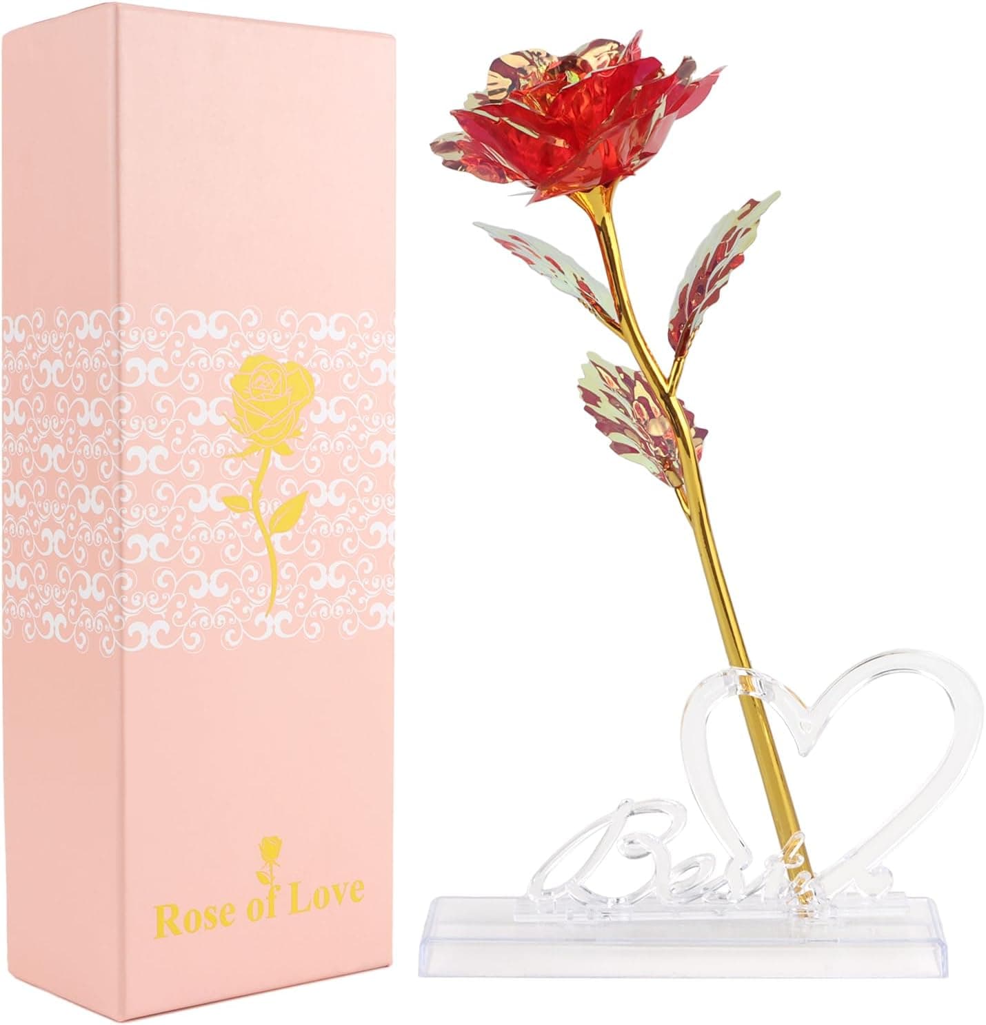 Rosa eterna con peana y caja de regalo