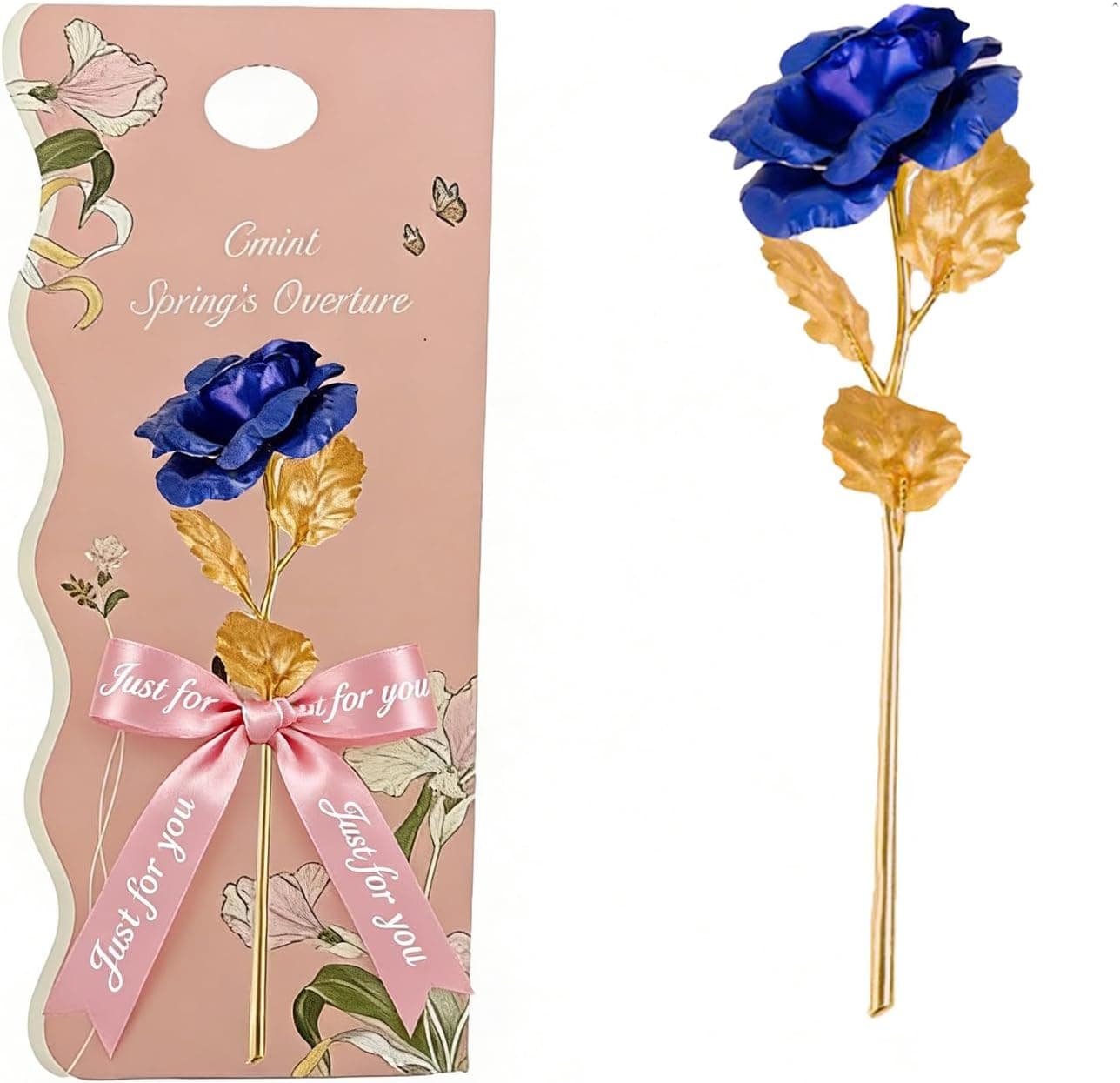 Rosa eterna galáctica multicolor, chapada en oro