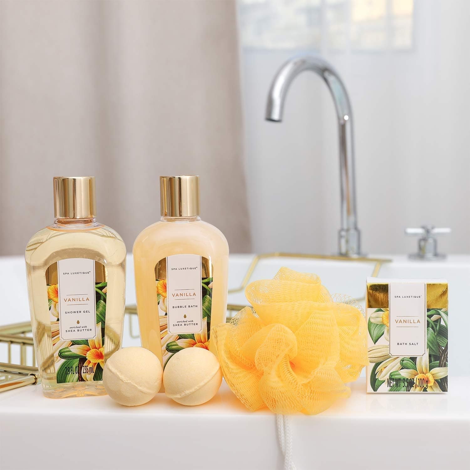 Set de baño de vainilla SPA LUXETIQUE con bañera decorativa