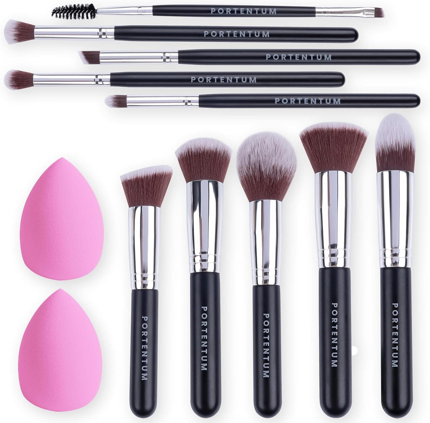 Set de brochas de maquillaje PORTENTUM con esponjas