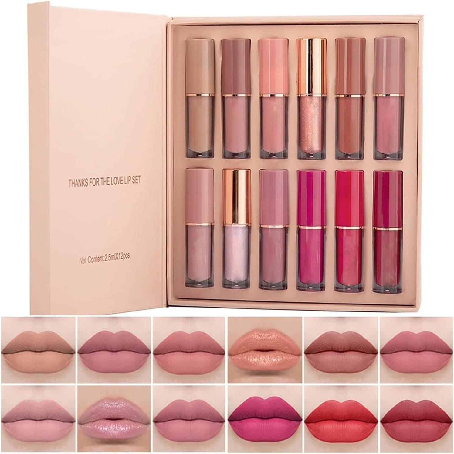 Set de doce labiales líquidos de colores intensos, Beliky Girl