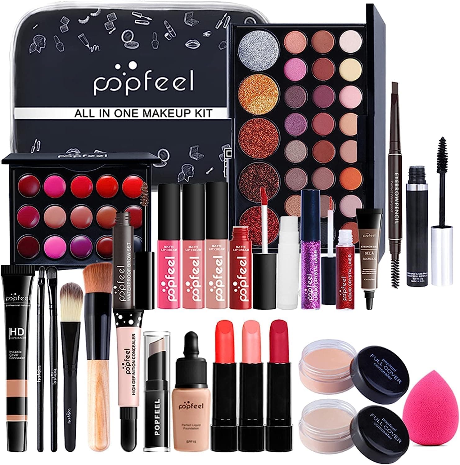 Set de maquillaje profesional RoseFlower con bolsa de viaje