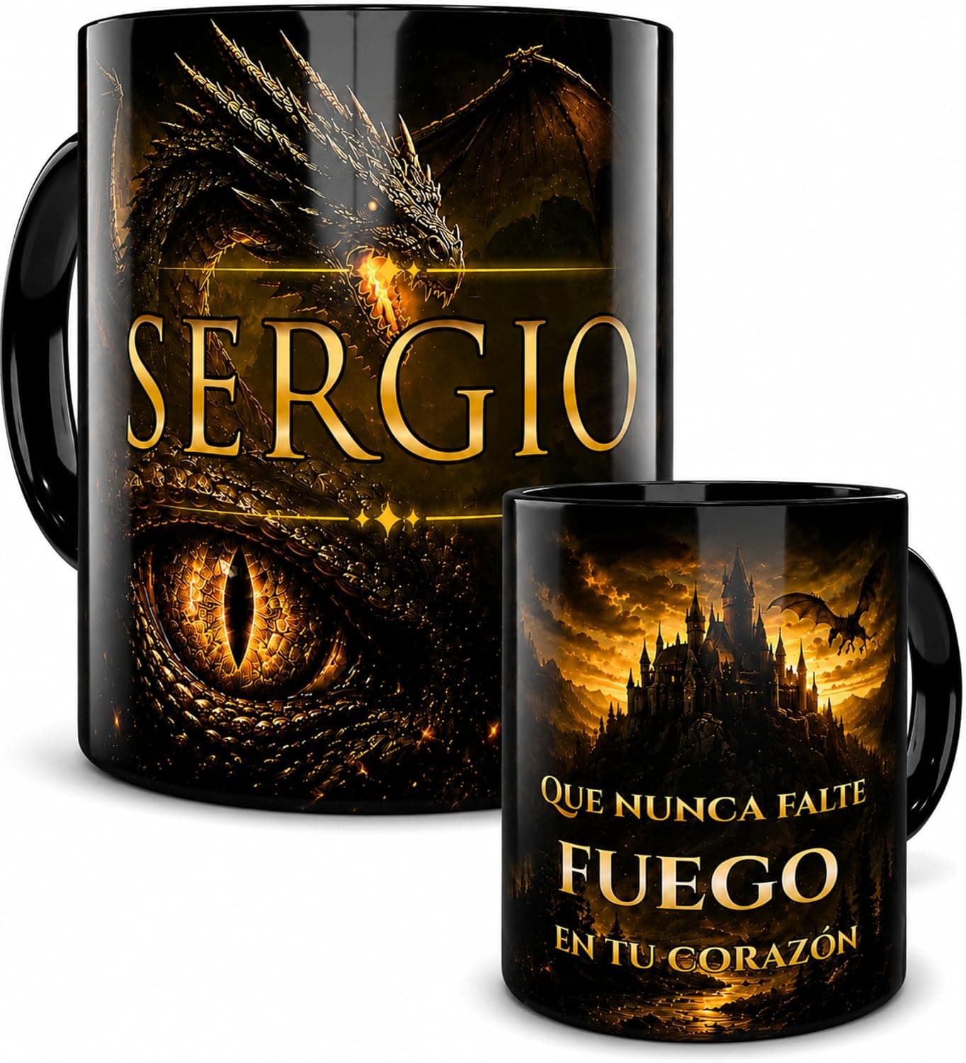 Taza personalizada con diseño de dragones