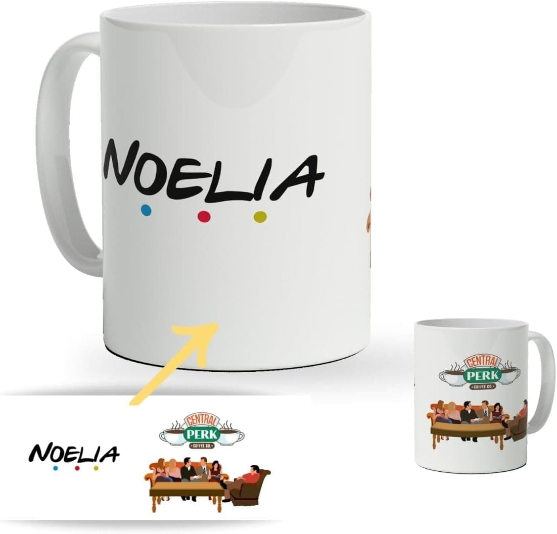 Taza personalizada con nombre e ilustración friki