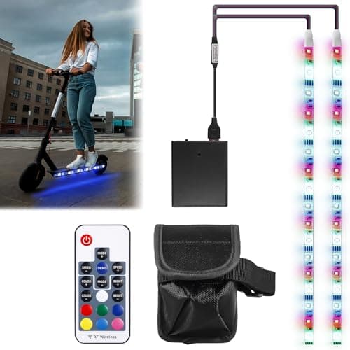 Tira de luces LED RGB instalada en un patinete eléctrico