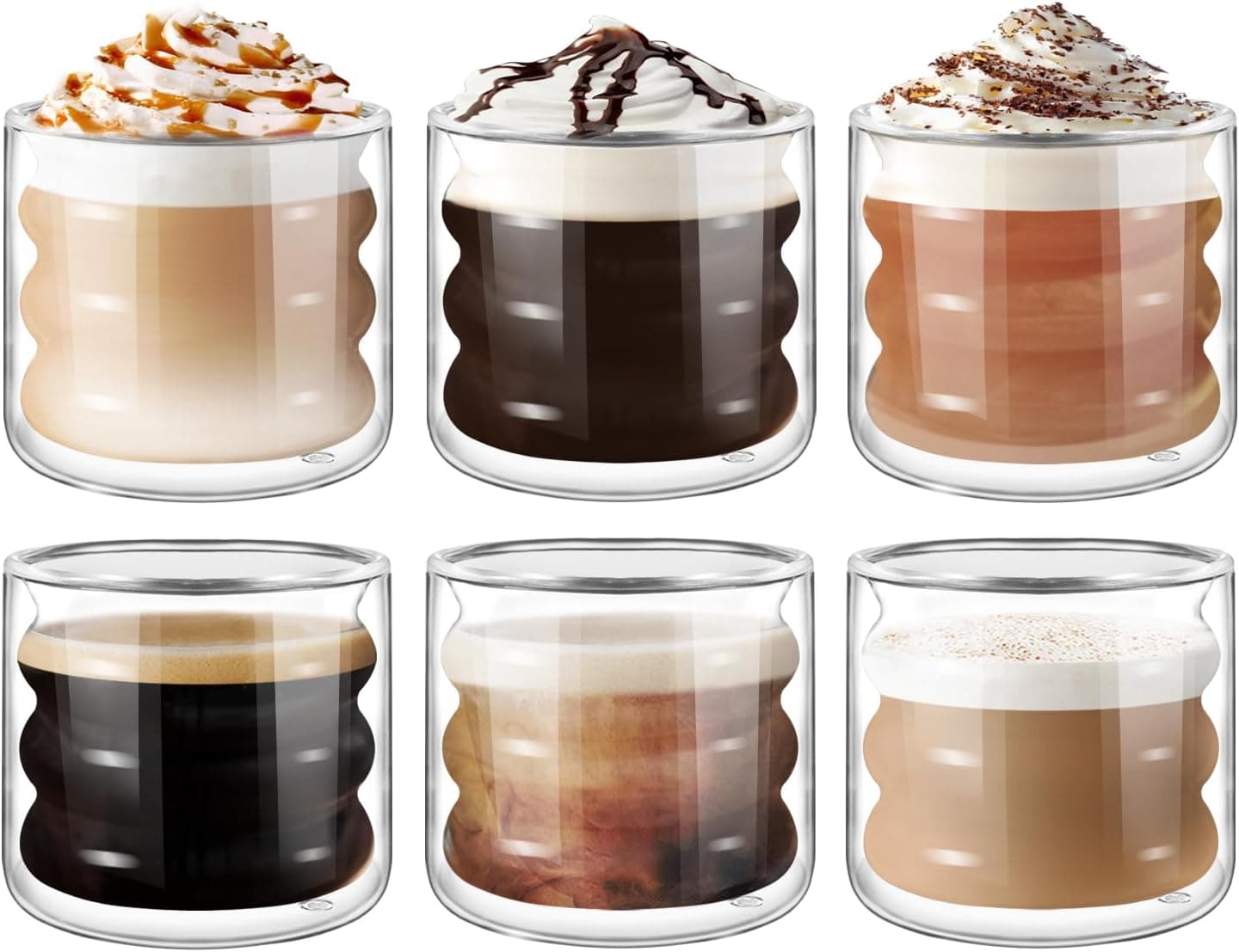 Vasos de espresso de cristal de doble pared