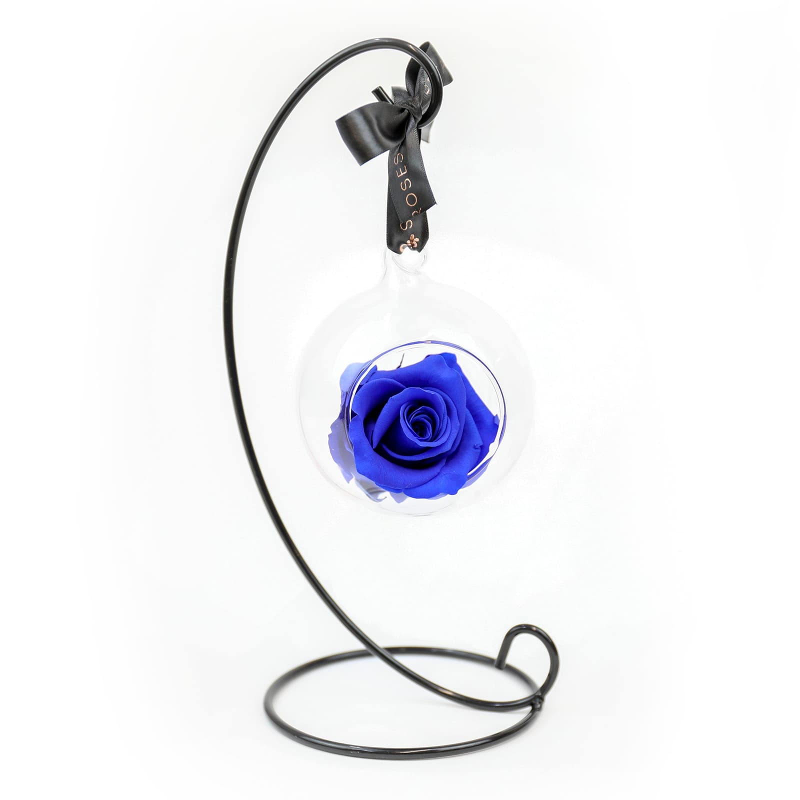 Rosa eterna azul en bola de cristal colgante