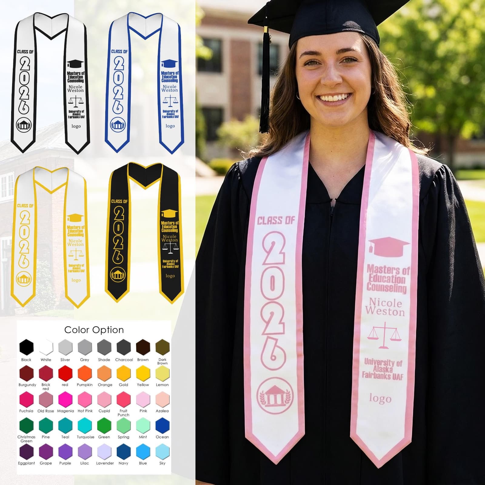Estola de graduación personalizada