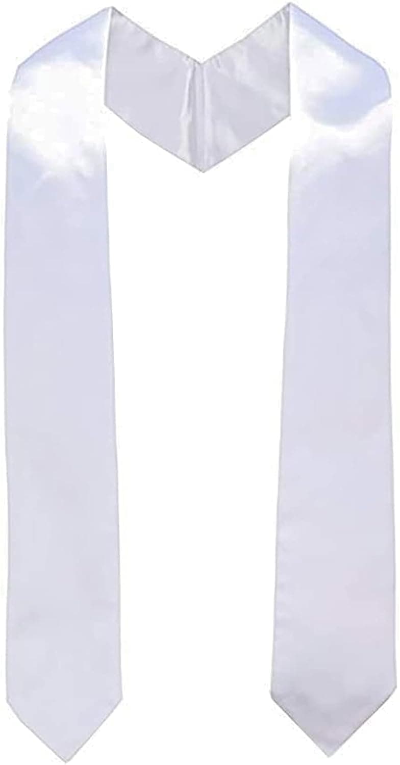 Estola de graduación en raso blanco liso, extendida en forma de V