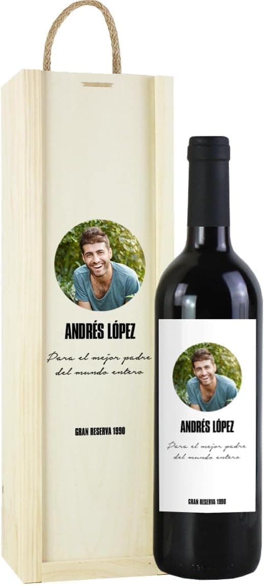 Botella de vino Rioja personalizada con foto y texto
