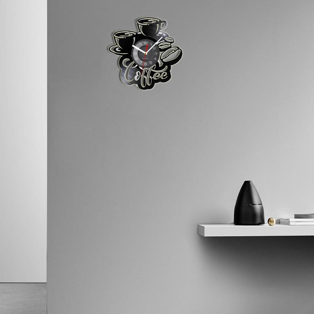 Reloj de pared con forma de granos de café