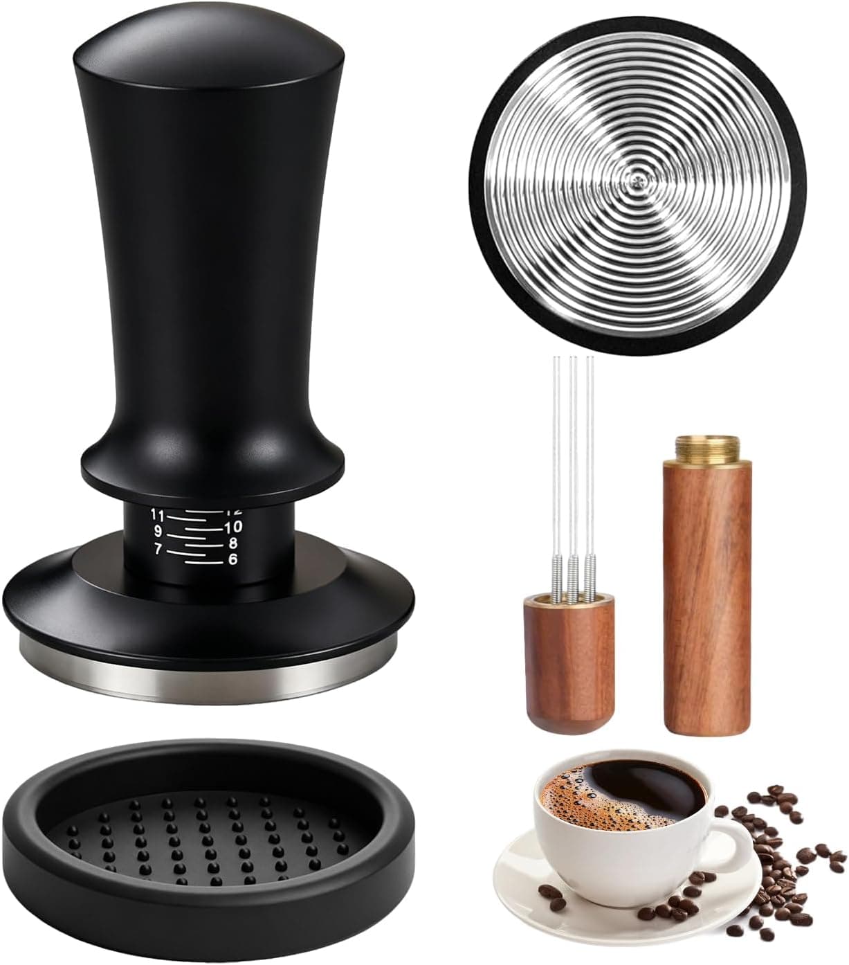 Prensador de café de 58mm con estación de silicona