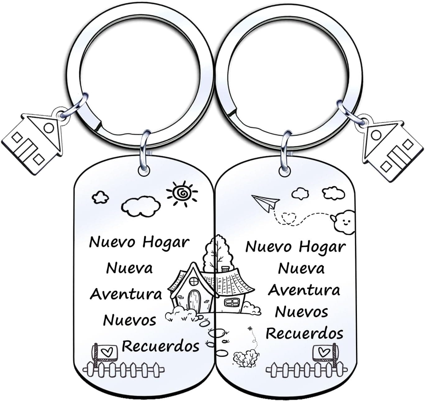 Llavero con el mensaje nuevas aventuras para casa nueva