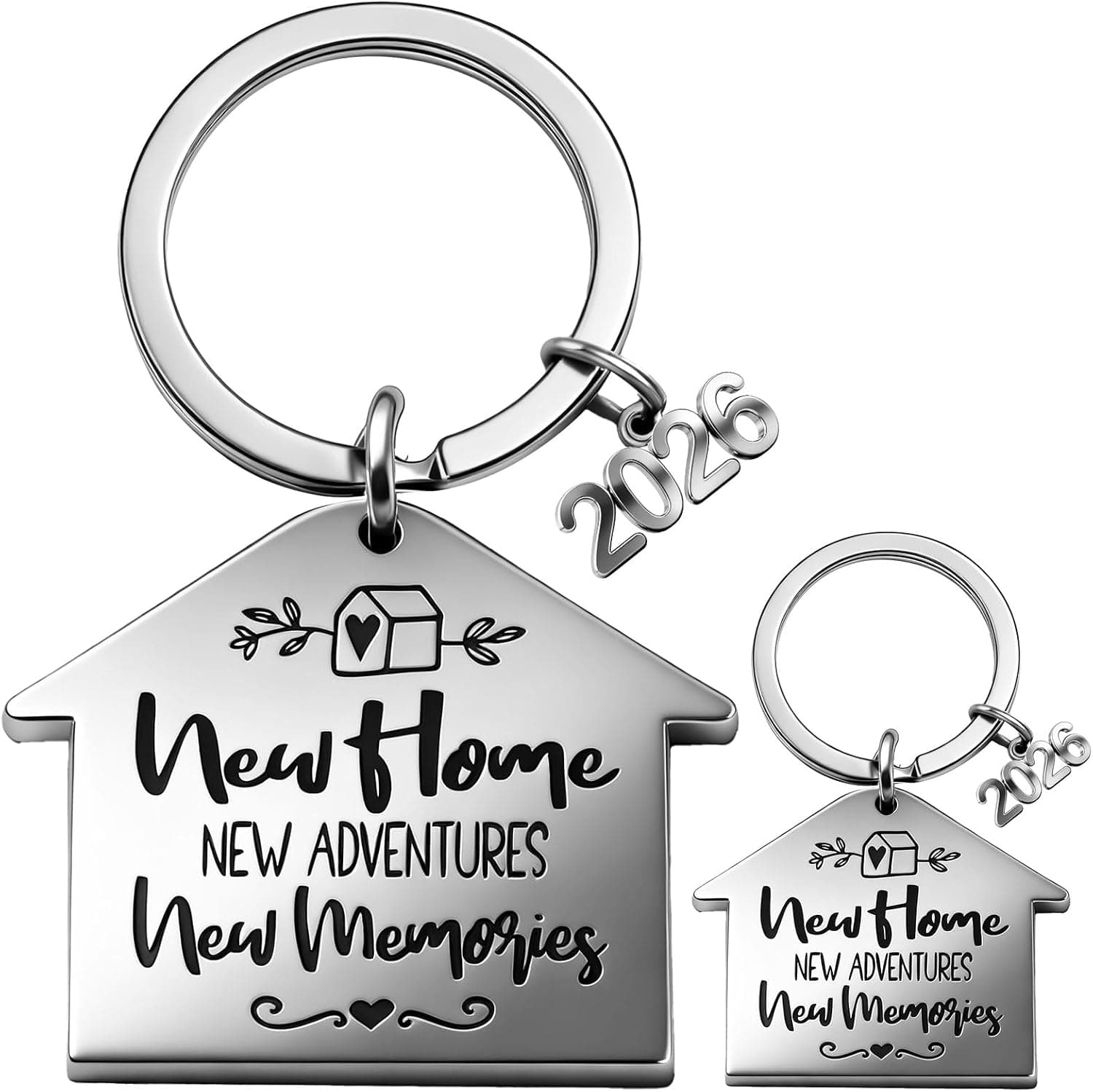 Set de dos llaveros plateados para pareja de nuevo hogar
