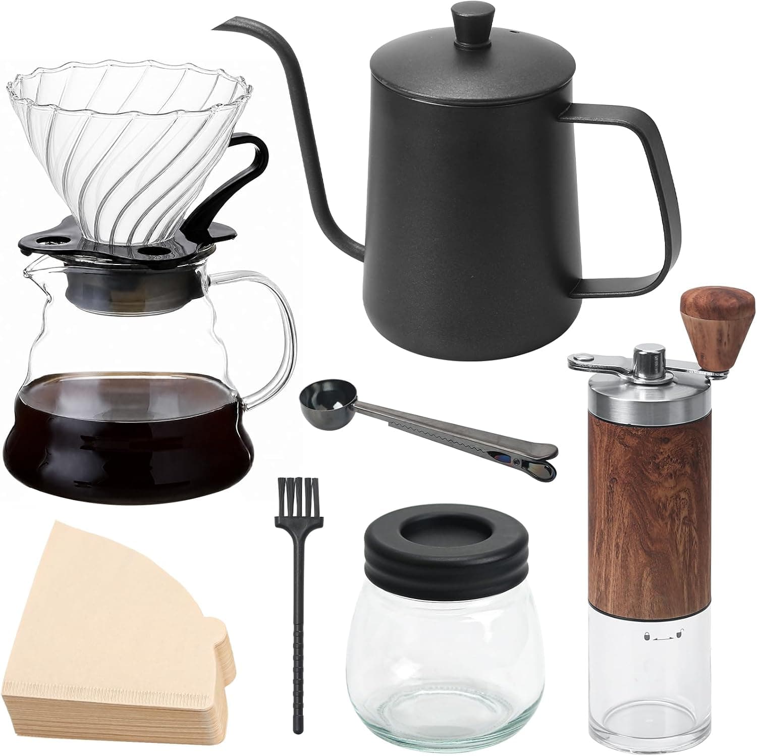 Set de molinillo de café manual con cafetera de goteo de 600 ml