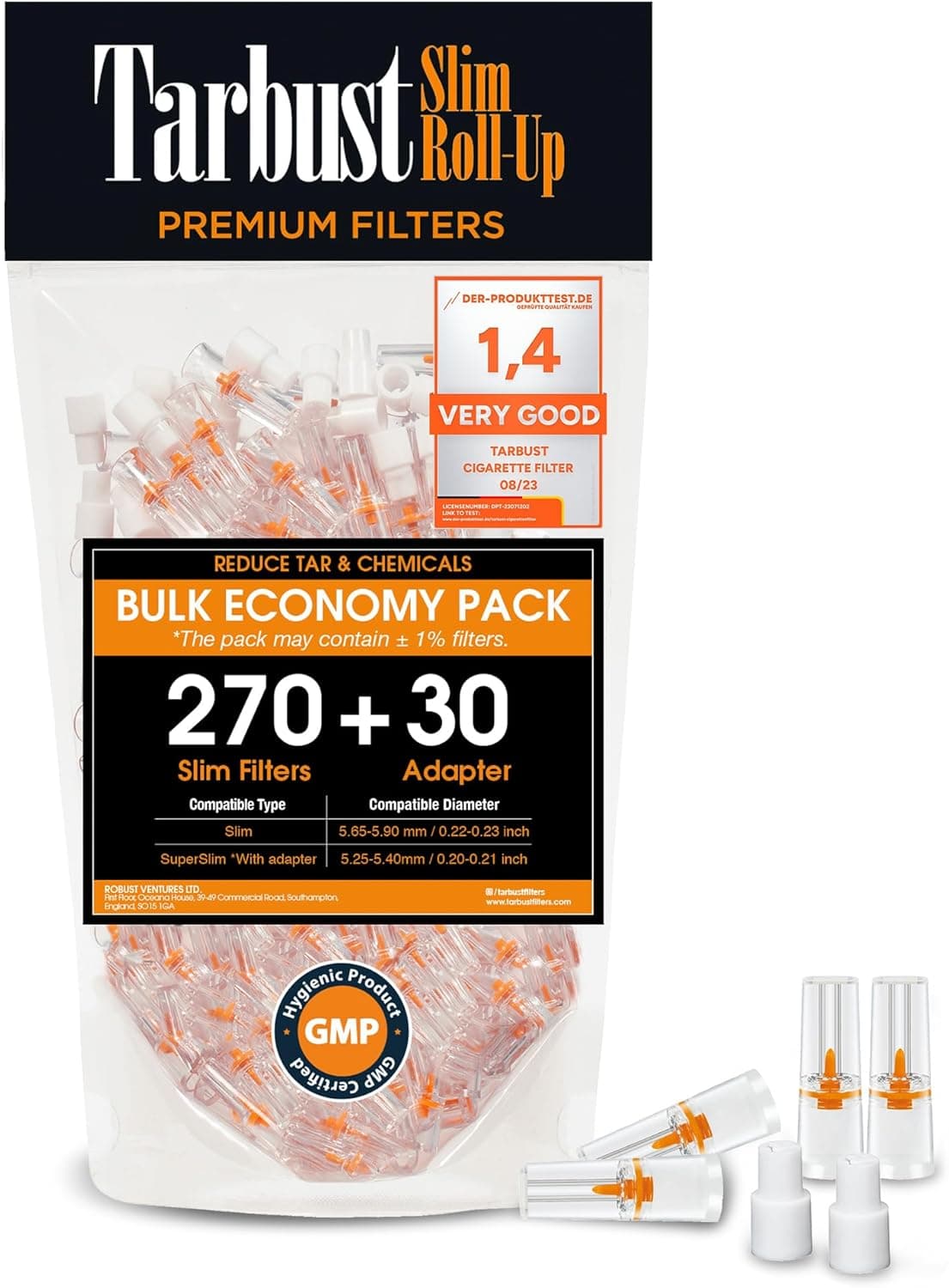 Pack de filtros antialquitrán para cigarrillos slim