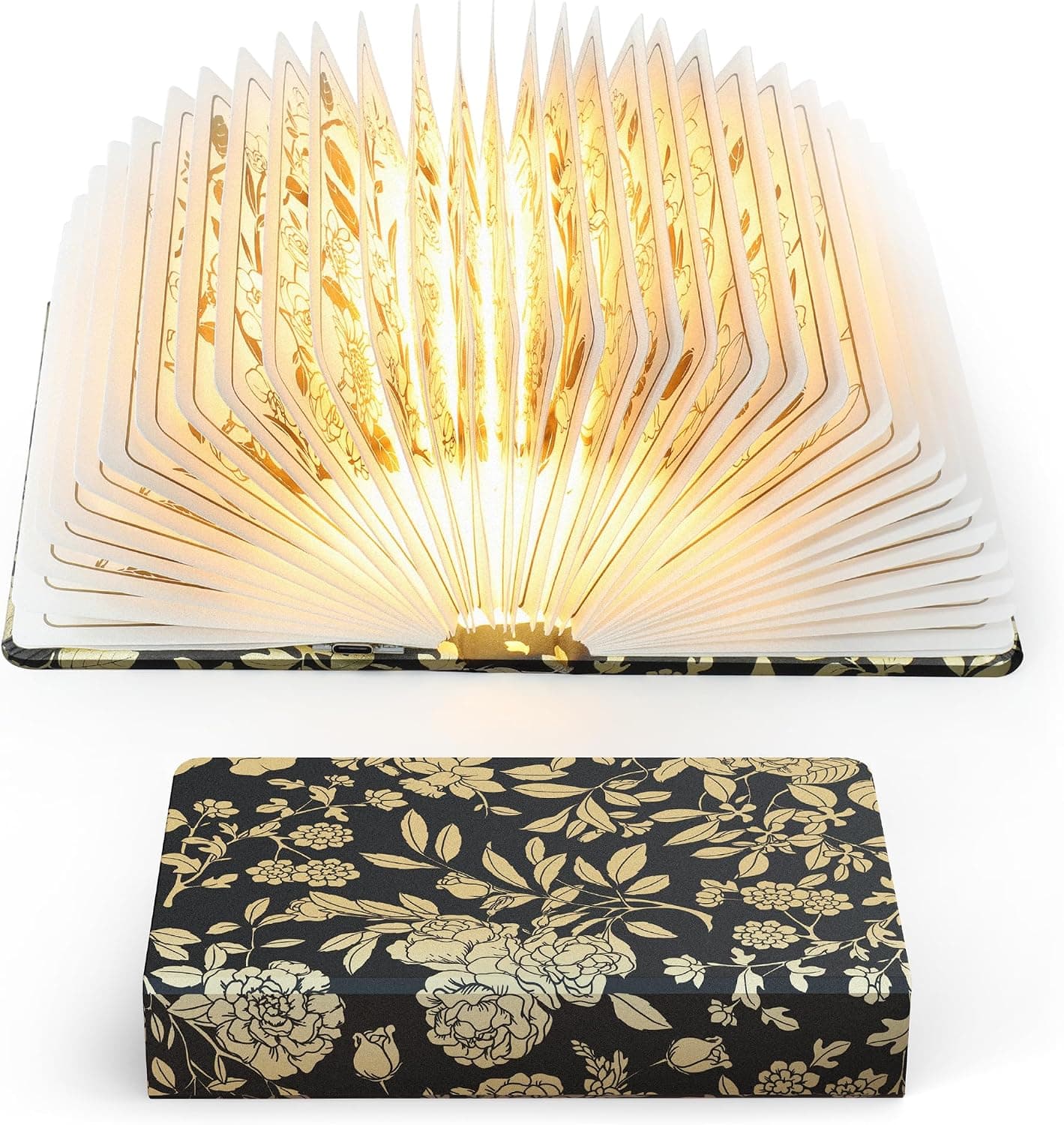 Lámpara plegable con forma de libro floral