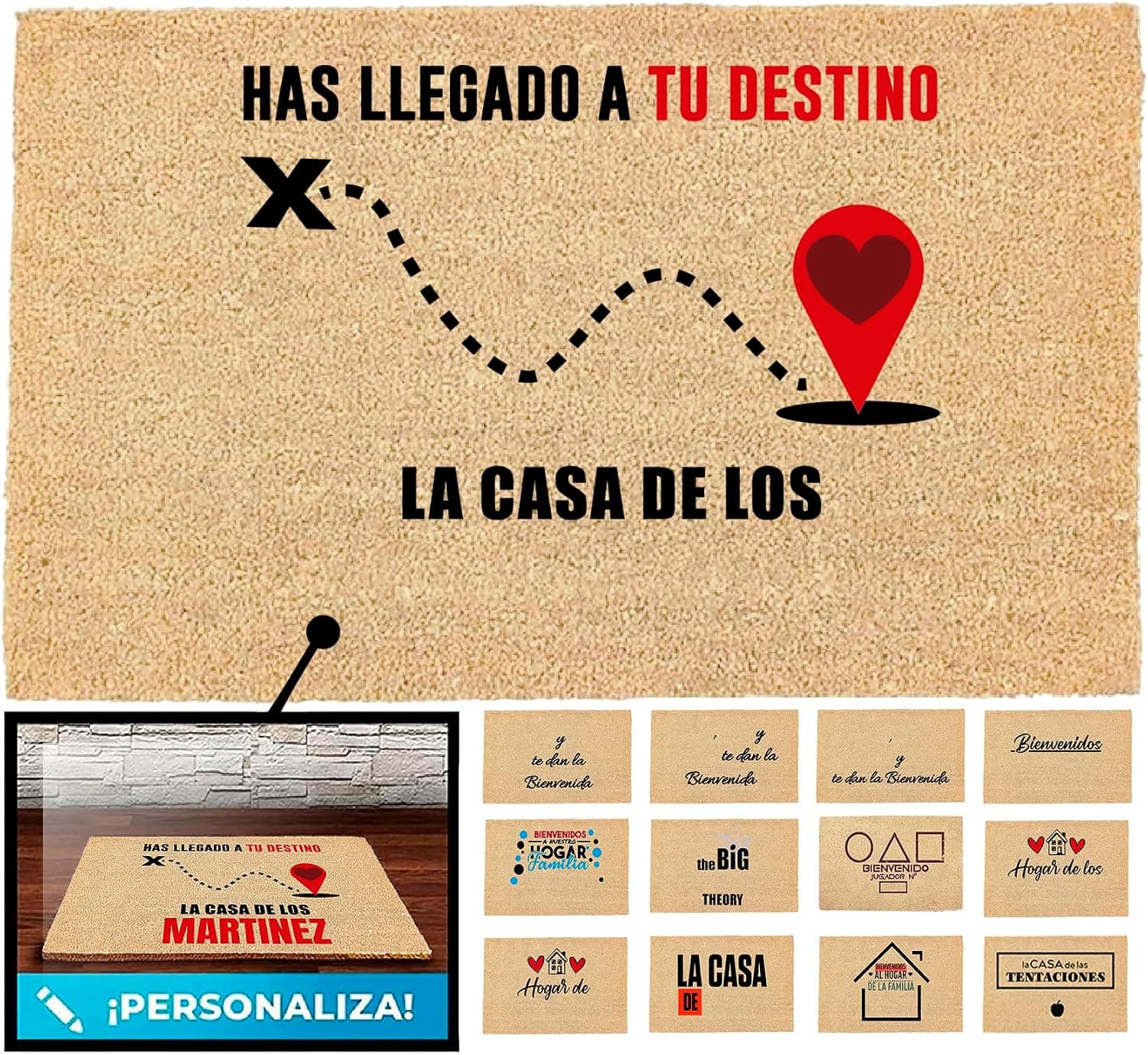 Felpudo de coco personalizable con nombre