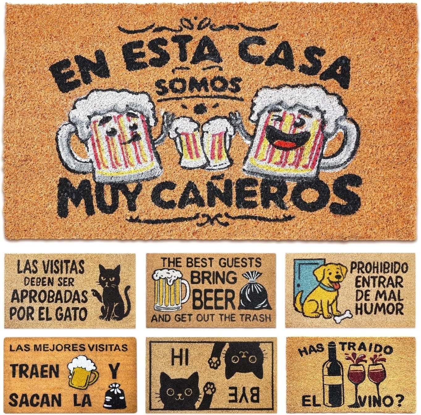 Felpudo de coco con diseño de cañeros